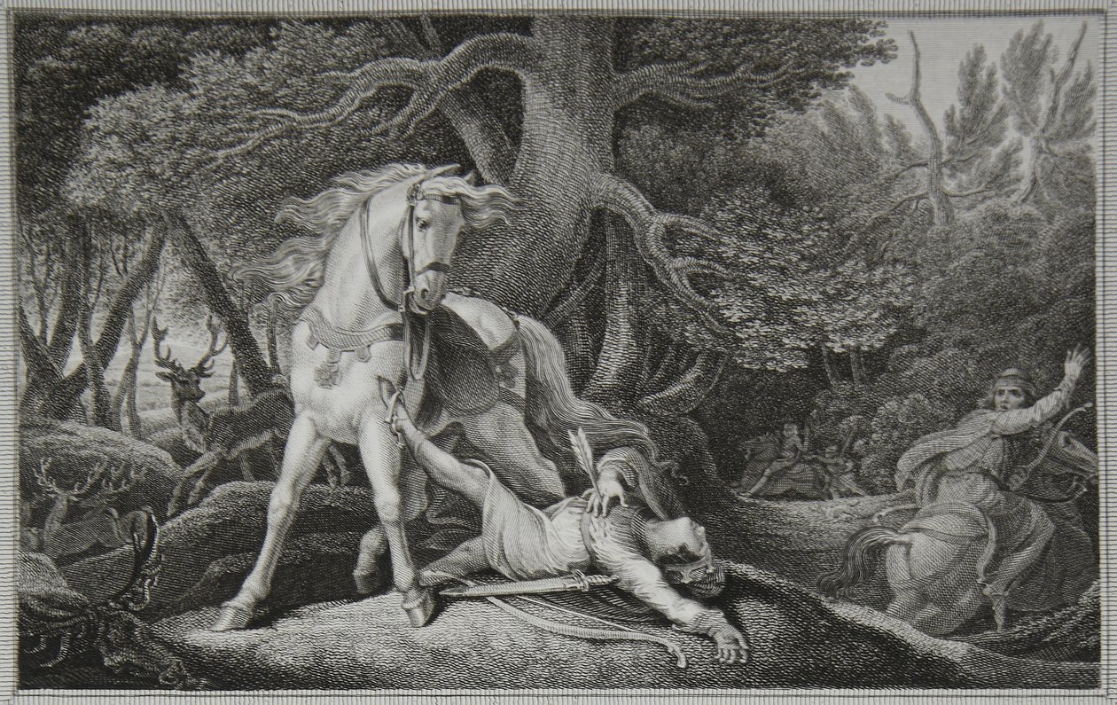 Death of William Rufus, graveret af Neagle, illustration fra David Humes 
