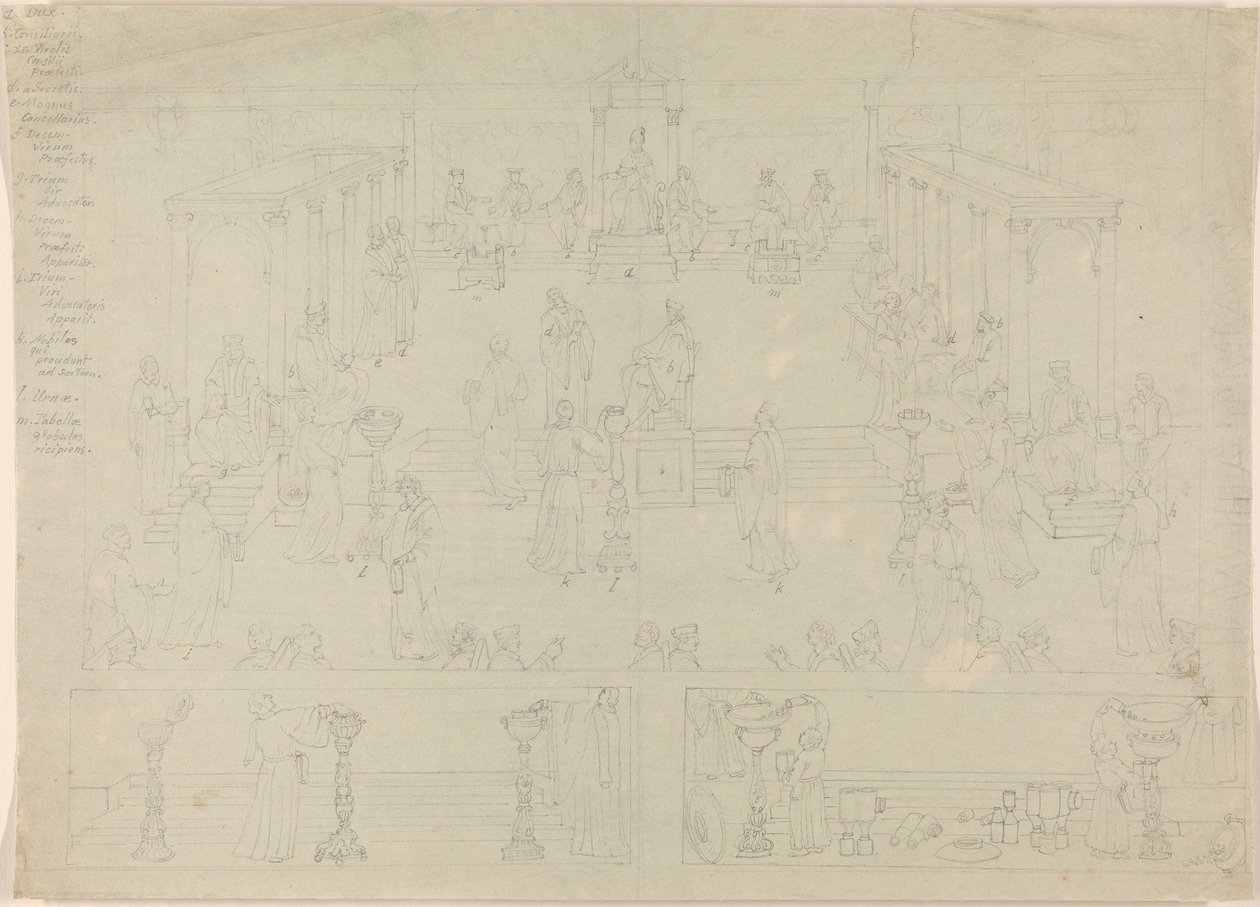 Design til det romerske regeringskammer (?) af Edward Francis Burney