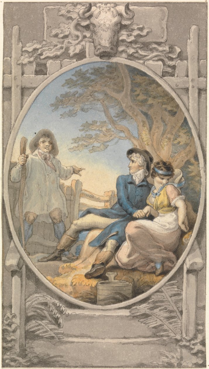 Design i farver til en bogplade af Edward Francis Burney
