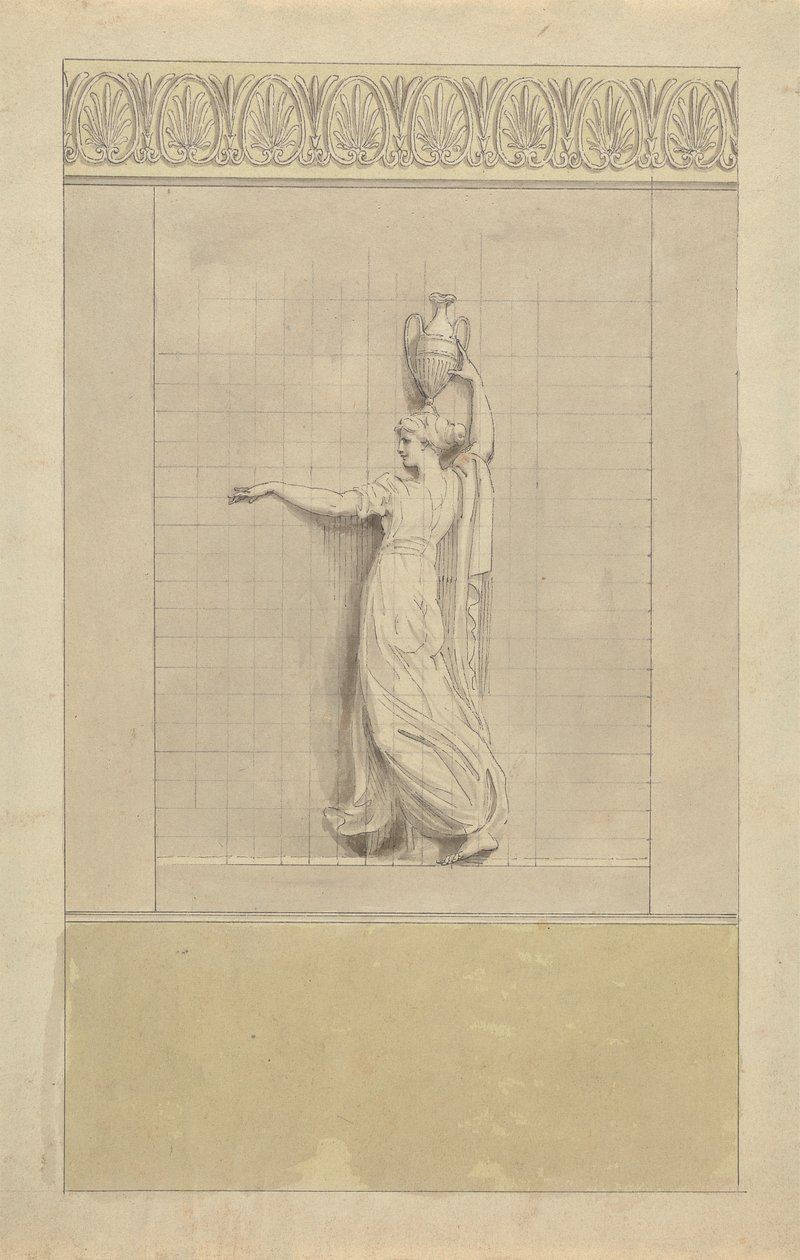Kvindelig figur, der bærer vandkande på hovedet af Edward Francis Burney
