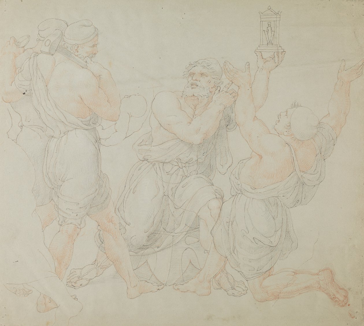 Undersøgelse af Demitrius og to arbejderes figurer af Edward Francis Burney