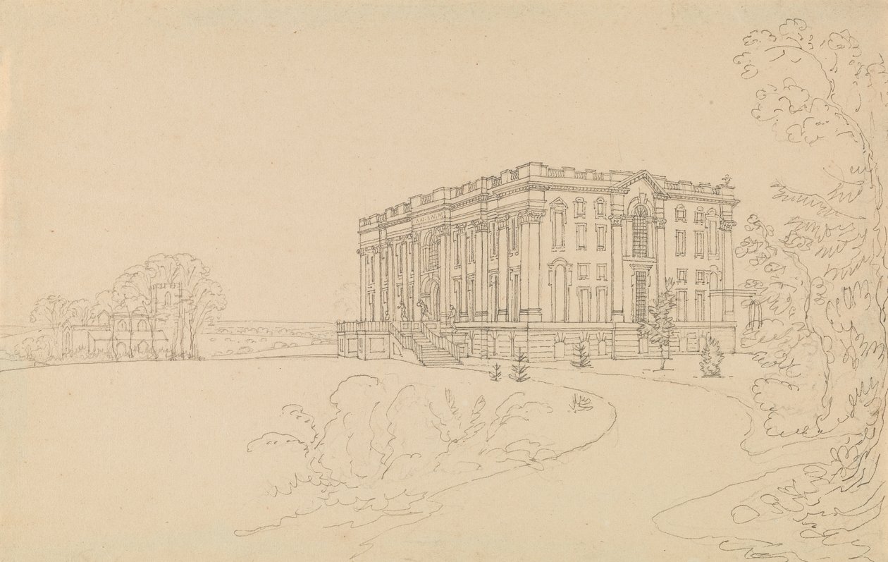 Udsigt over Easton Neston, Northants af Edward Francis Burney
