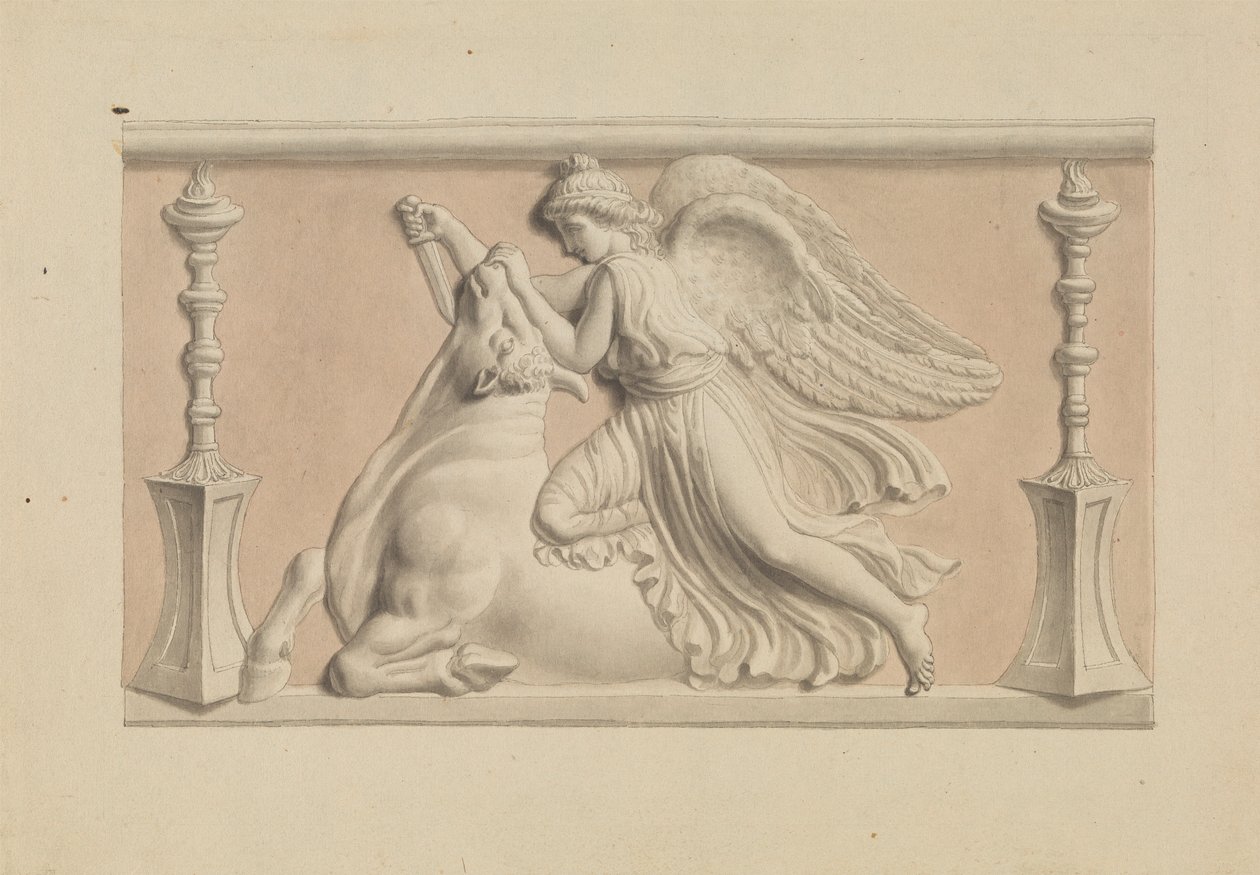 Bevinget figur, der dræber en tyr af Edward Francis Burney