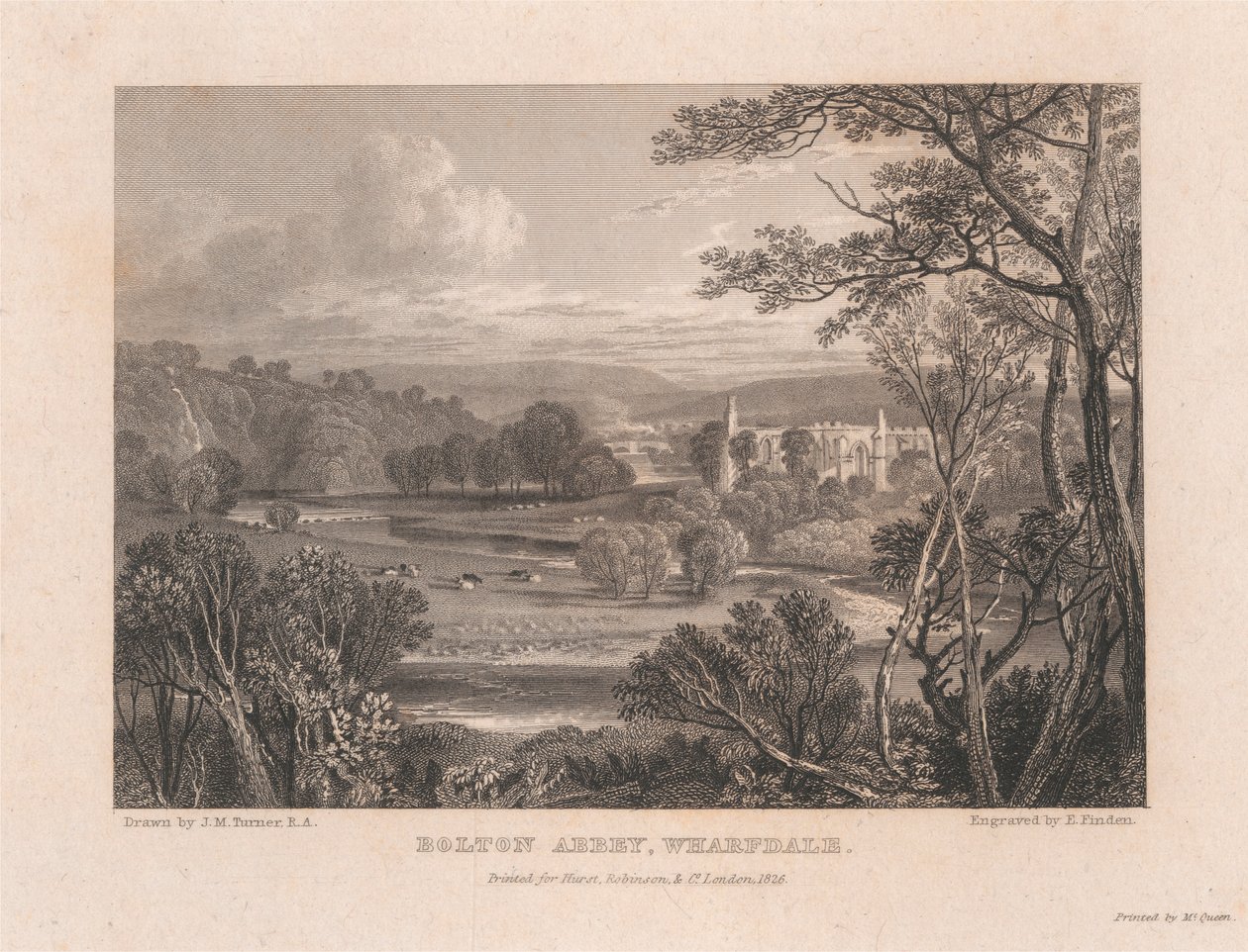 Bolton Abbey, Wharfdale af Edward Francis Finden
