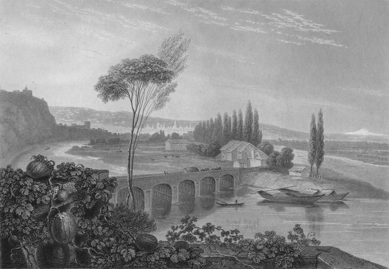 Lyons, fra sammenløbet mellem Rhone og Saone, 1827. af Edward Francis Finden