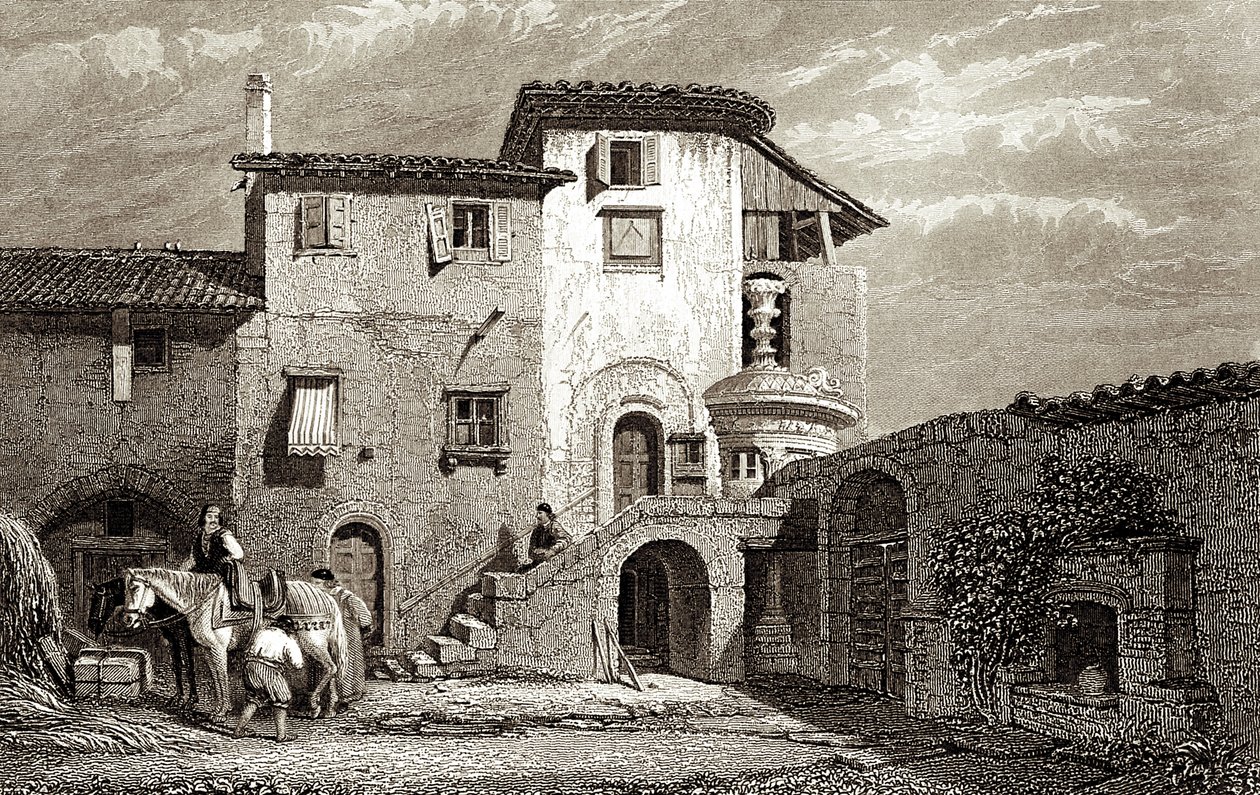 Lord Byrons bolig 1811 (kobberstik) af Edward Francis Finden