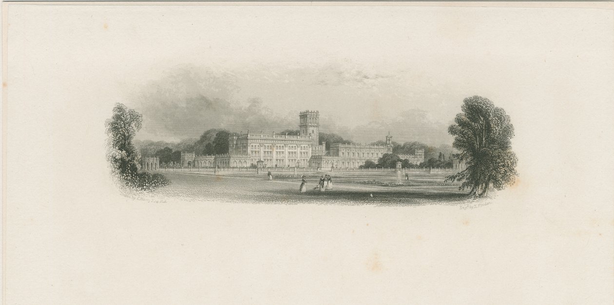 Trentham Hall: stålgravering og [midten af det 19. århundrede] (tryk) af Edward Francis Finden
