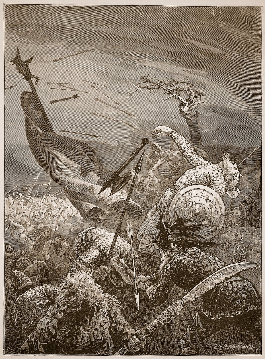 Harolds død i slaget ved Hastings, illustration fra 