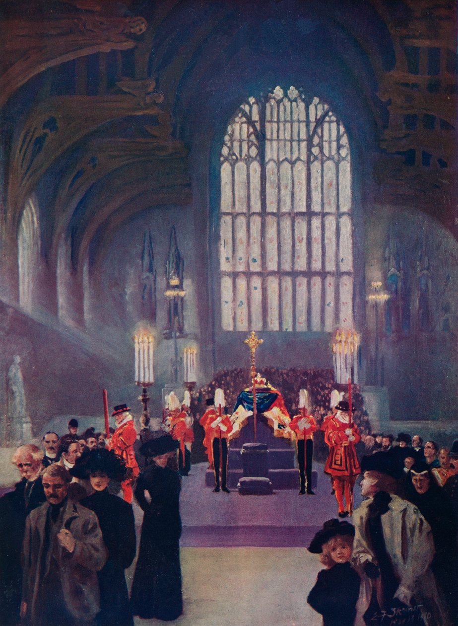 Hans folks hyldest: King Edwards liggende i staten, Westminster Hall, 16.-19. maj, 1910 1911 af Edward Frederick Skinner