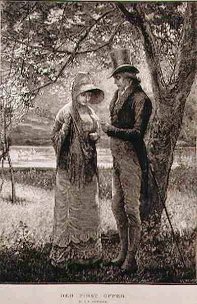 Hendes første tilbud, indgraveret af W. I. Mosses, fra The Illustrated London News, 23. juli 1881 af Edward Frederick after Brewtnall