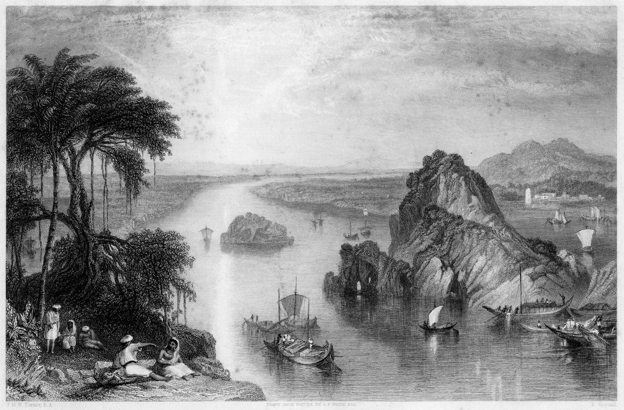 Klipper ved Colgong ved Ganges, Indien, 1838 af Edward Goodall