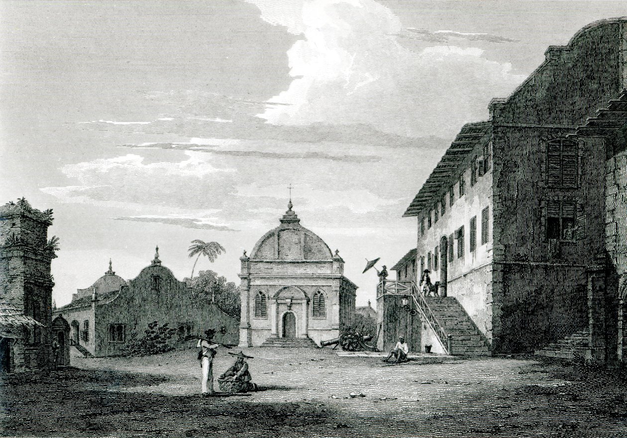 Government House i Malacca, graveret af George Cooke af Edward Hawke Locker