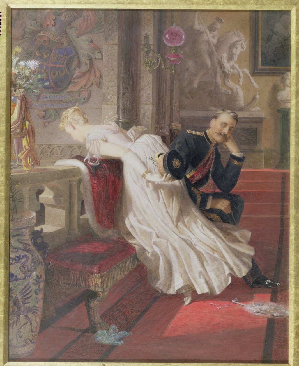 Kærligheden overvinder alt (wc og gouache på papir) af Edward Henry Corbould