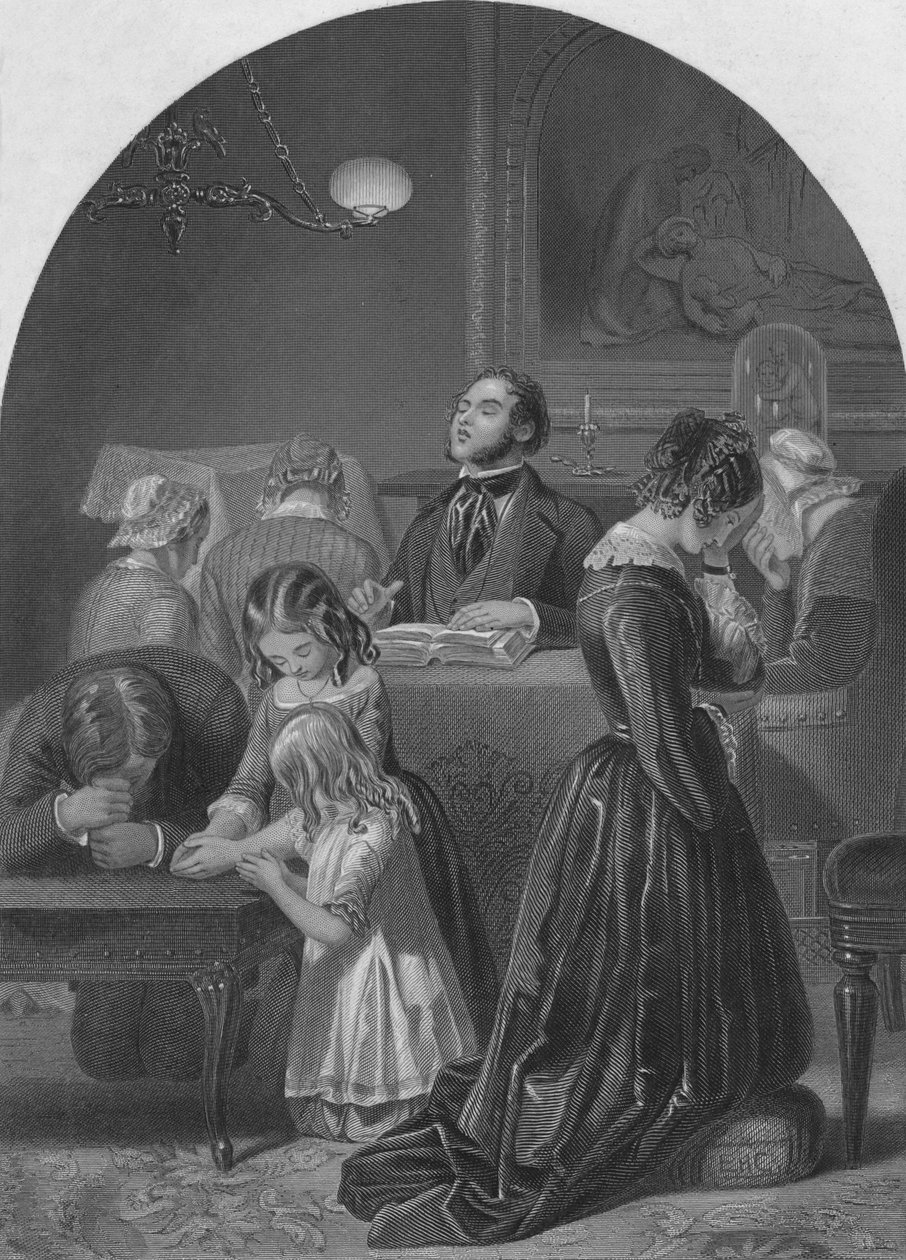 Familiegudstjeneste, c1870 af Edward Henry Corbould