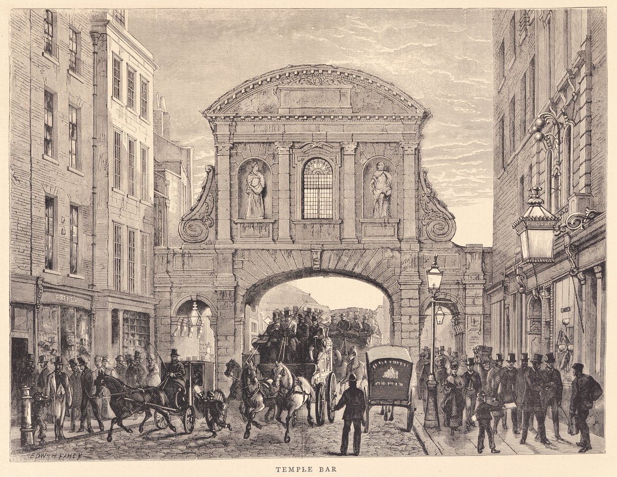 Temple Bar i Fleet Street, ca. 1870 af Edward Henry Fahey