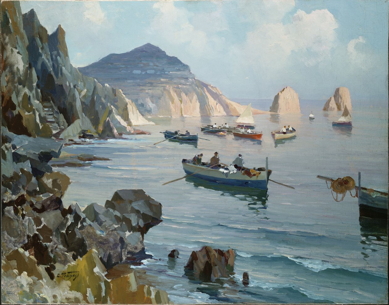 Både i en Rocky Cove af Edward Henry Potthast