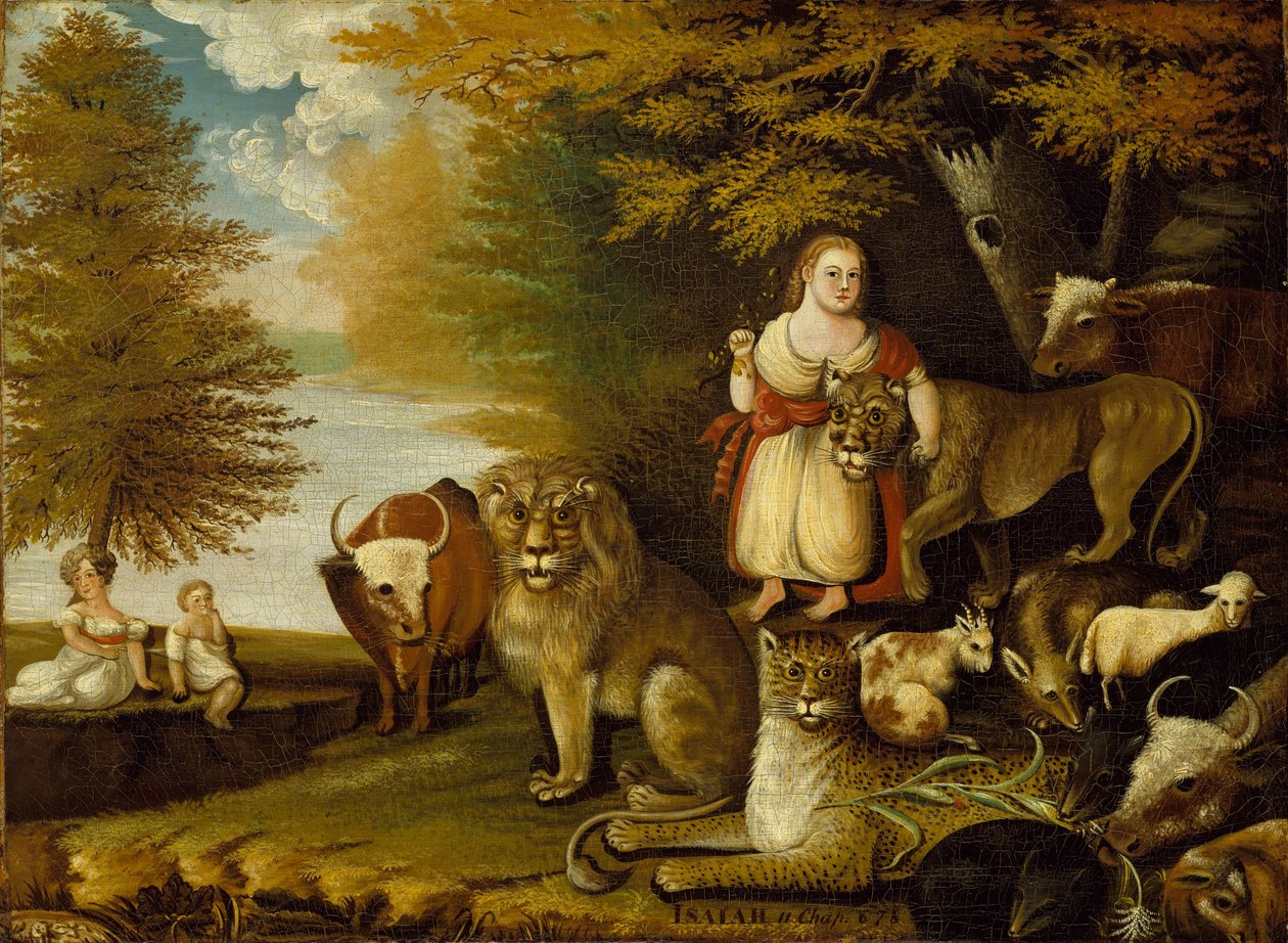 Peaceable Kingdom, ca. 1830-32 (olie på lærred) af Edward Hicks