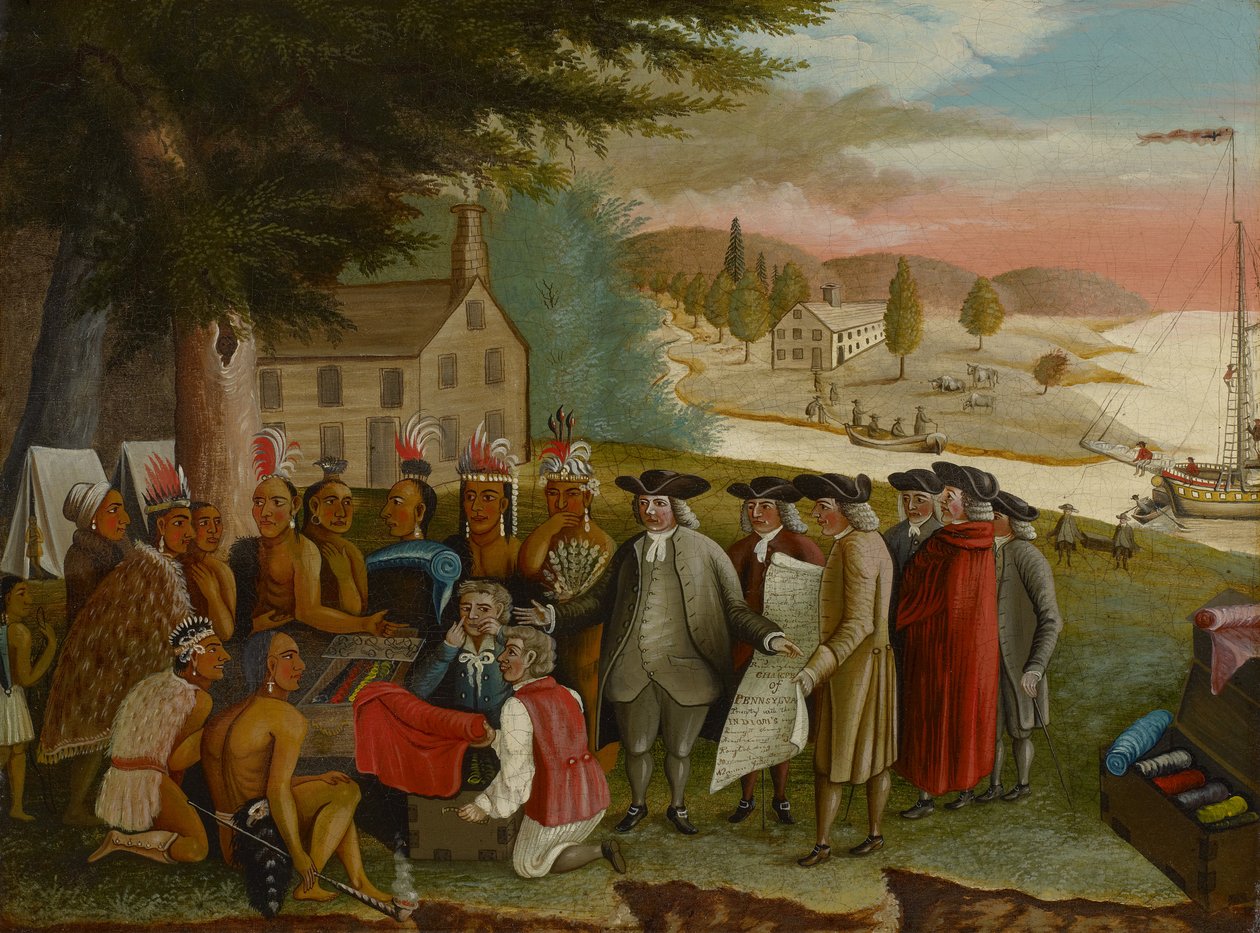 Penns traktat med indianerne, ca. 1830-40 (olie på lærred) af Edward Hicks