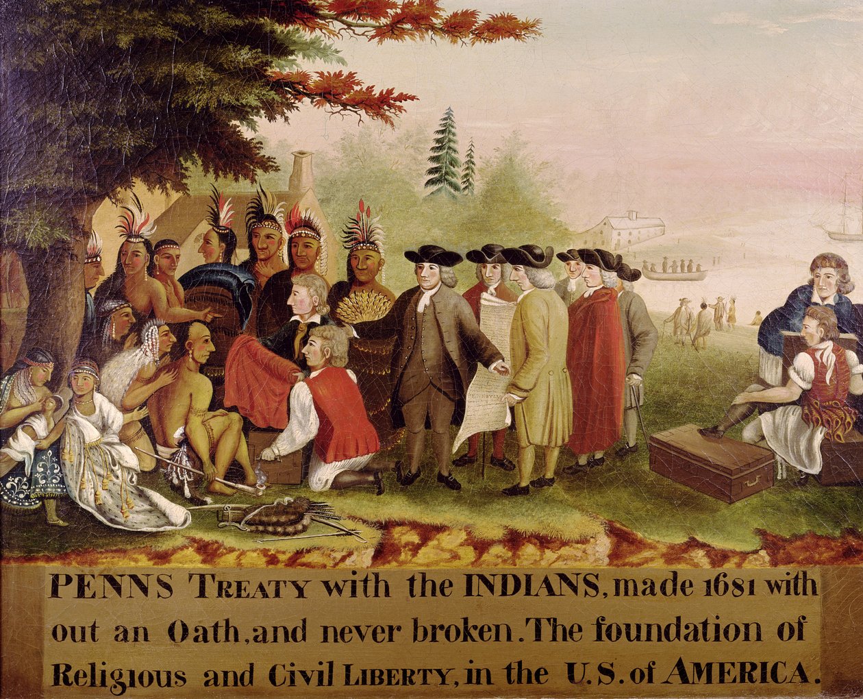 Penns traktat med indianerne i 1682, ca. 1840 af Edward Hicks