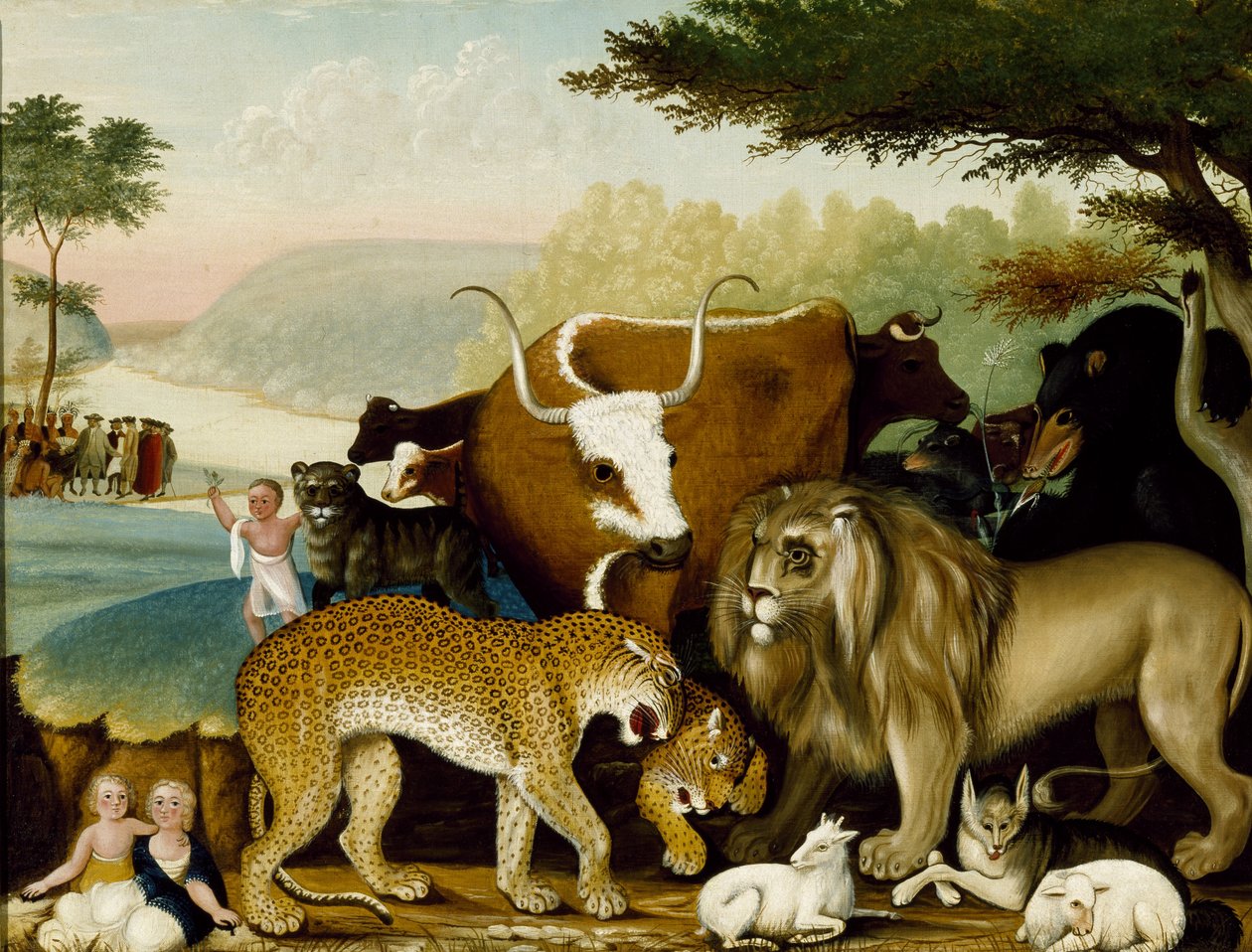 The Peaceable Kingdom, ca. 1846-47 (olie på lærred) af Edward Hicks