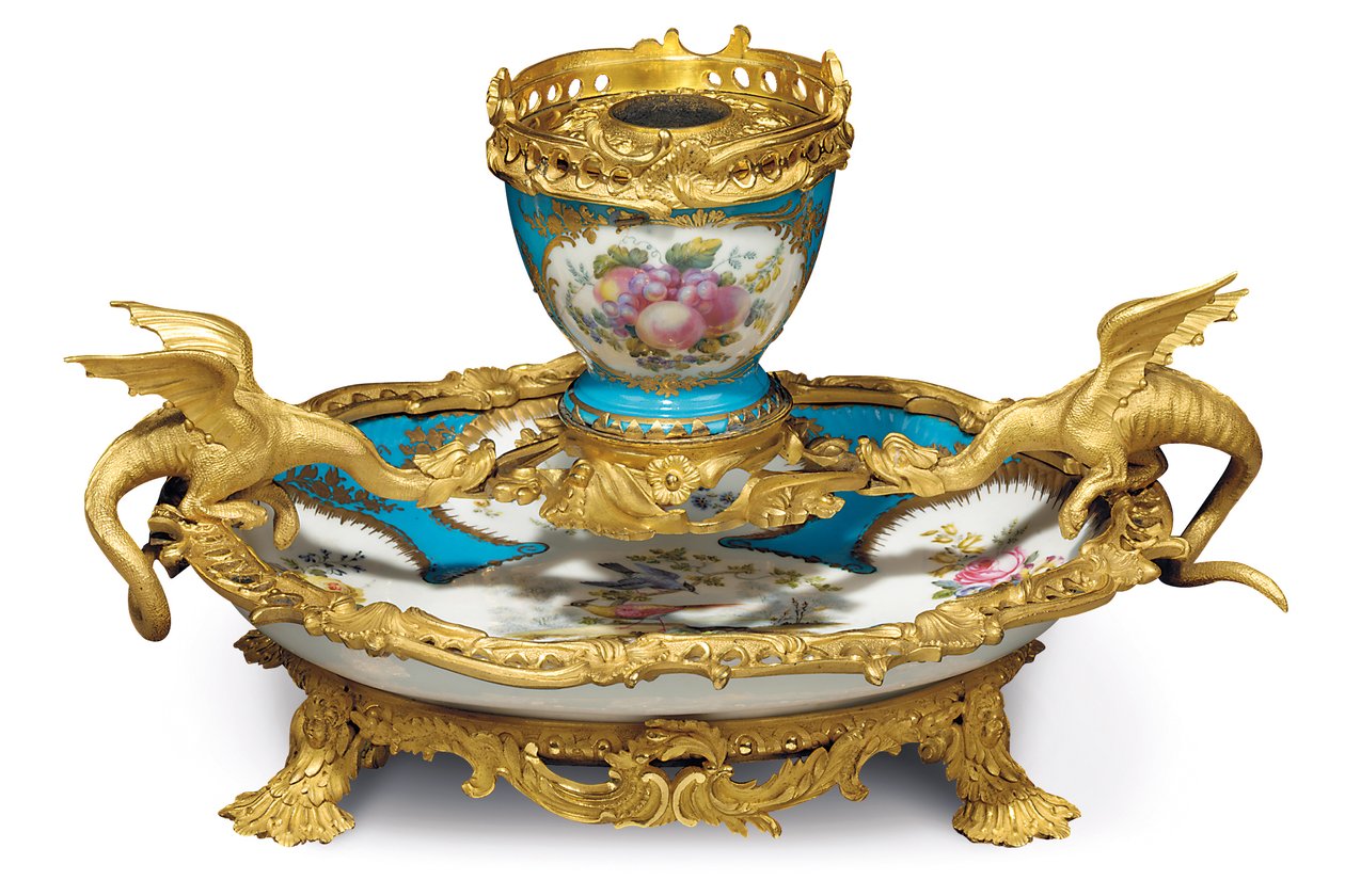 En William IV Sevres-stil turkis jordencrier, porcelæn sandsynligvis 1700-tallet, ormolu c.1835-40 af Edward Holmes Baldock
