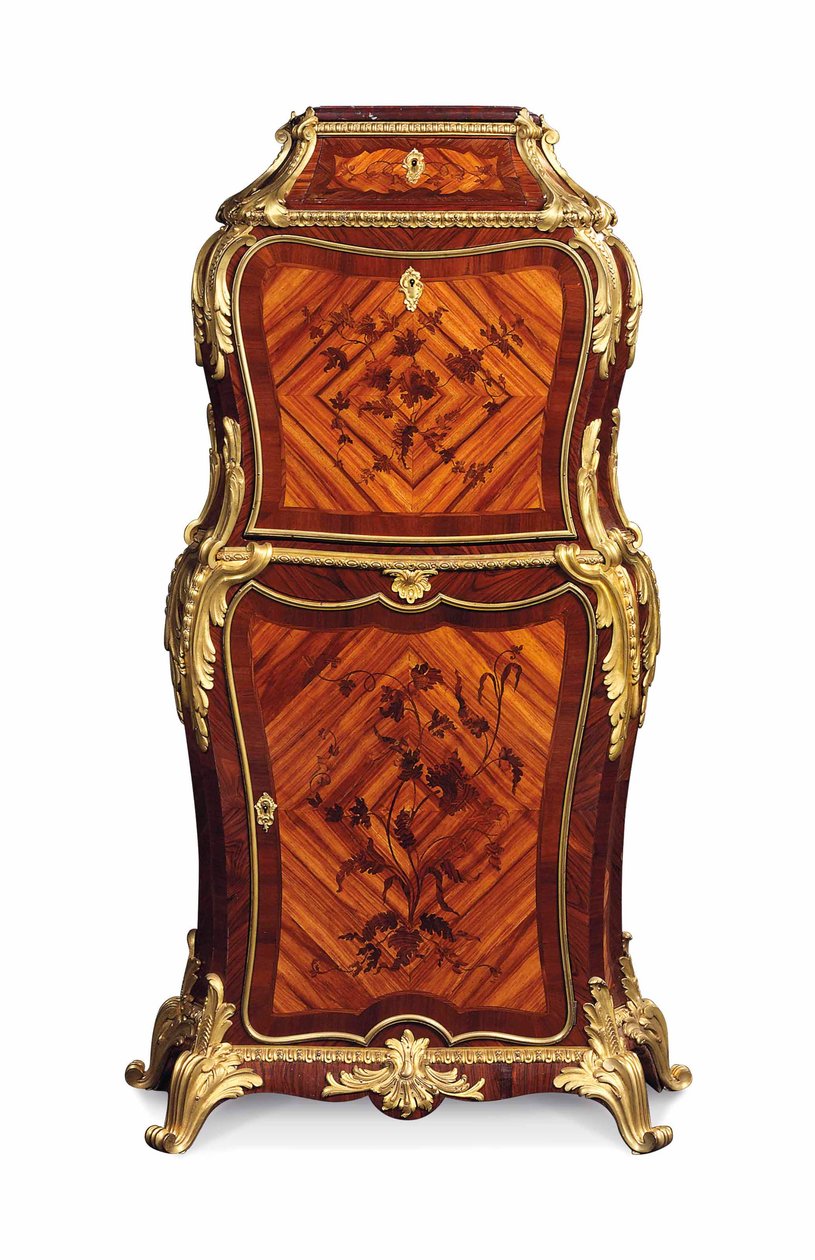 Petit secretaire a batattant, ca. 1860 (ormolu med kongetræ, tulipantræ og amaranth intarsia) af Edward Holmes Baldock