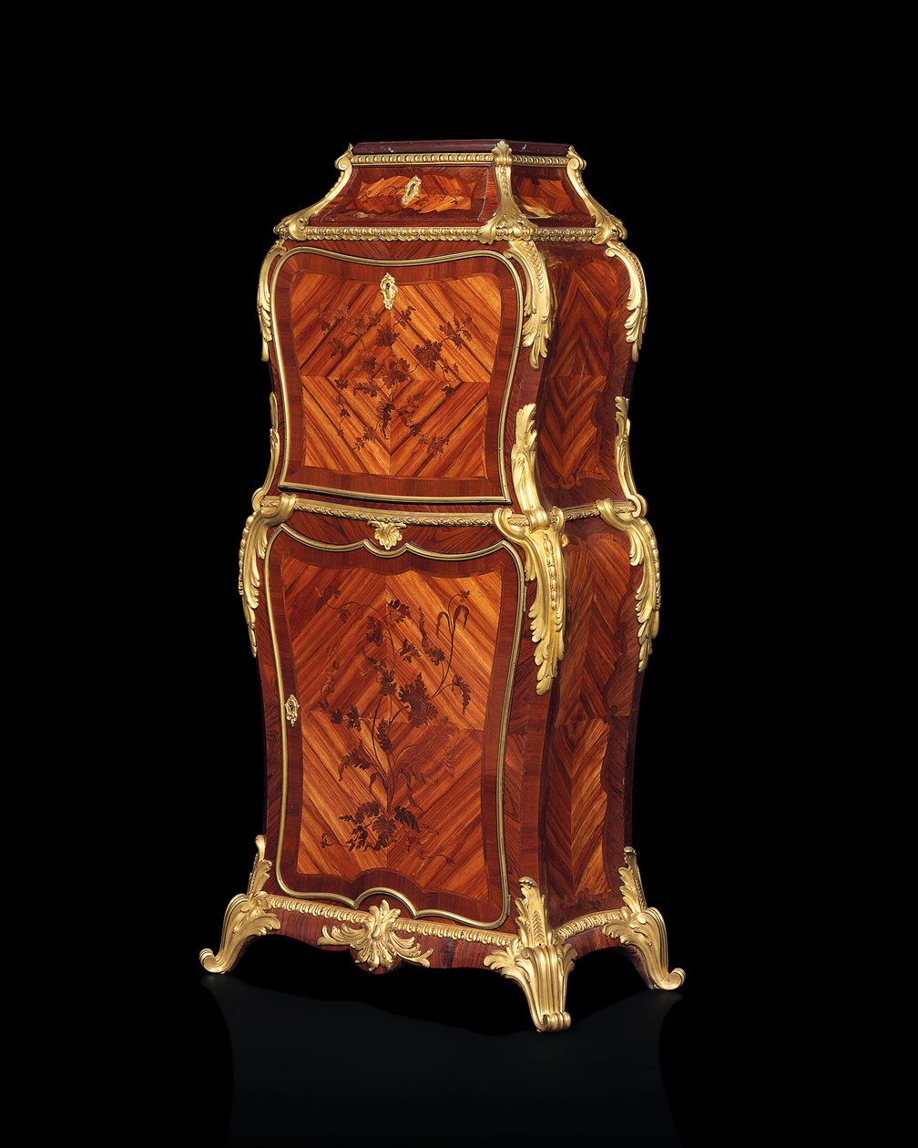 Petit secretaire a batattant, ca. 1860 (ormolu med kongetræ, tulipantræ og amaranth intarsia) af Edward Holmes Baldock