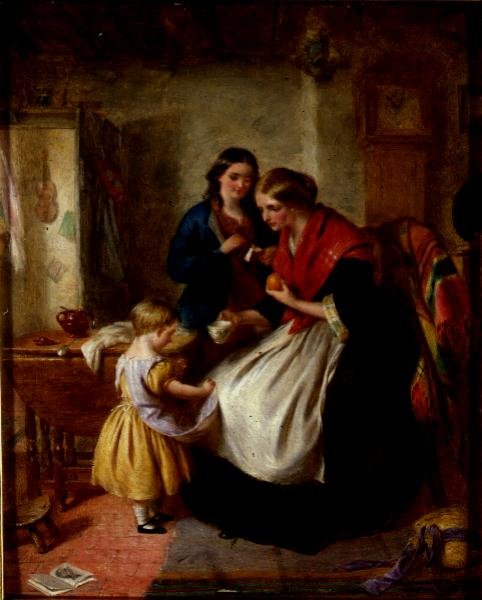 Coaxing (olie på panel) af Edward Hughes