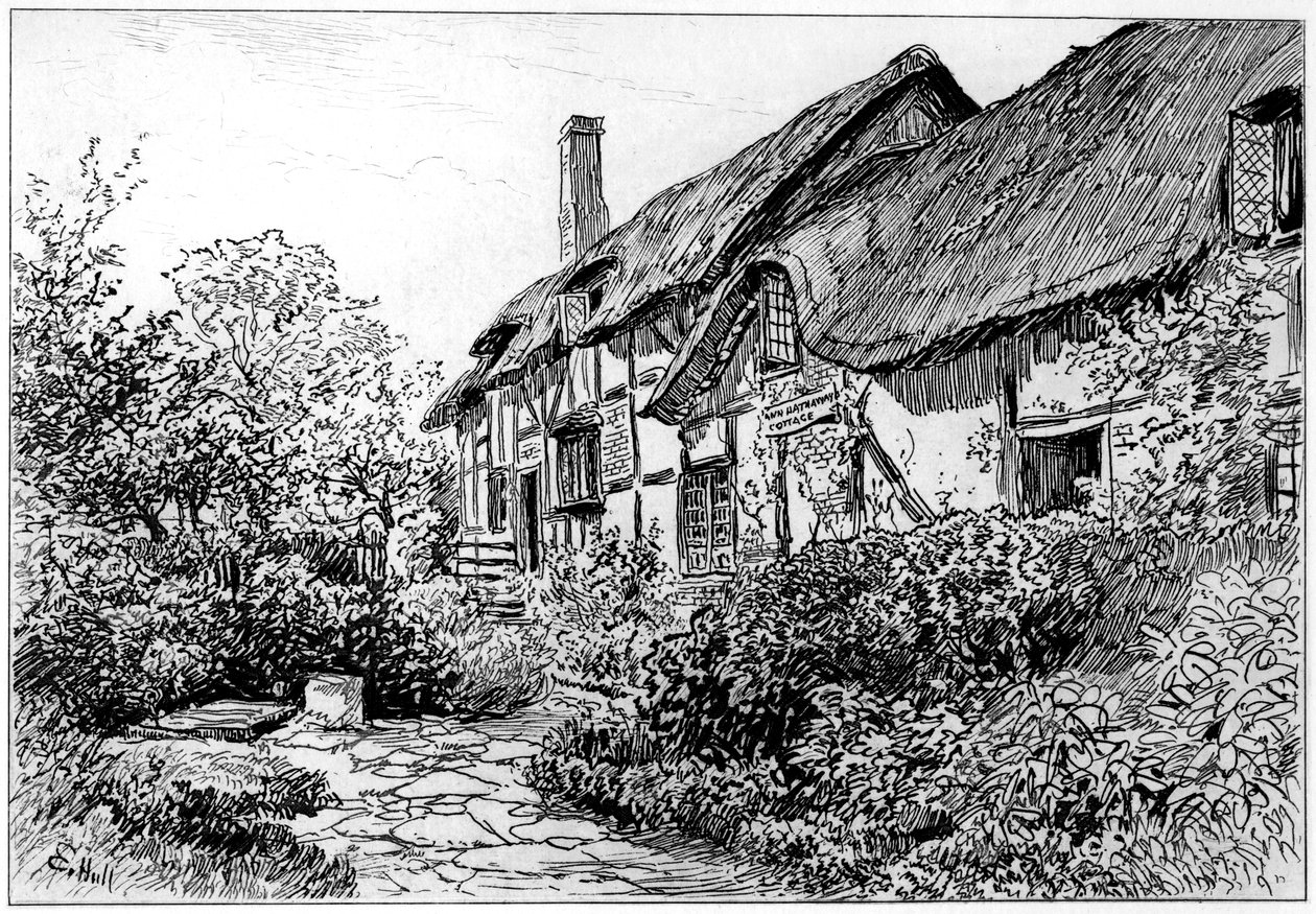 Anne Hathaways sommerhus ved Shottery, Stratford-upon-Avon, Warwickshire, 1885 af Edward Hull