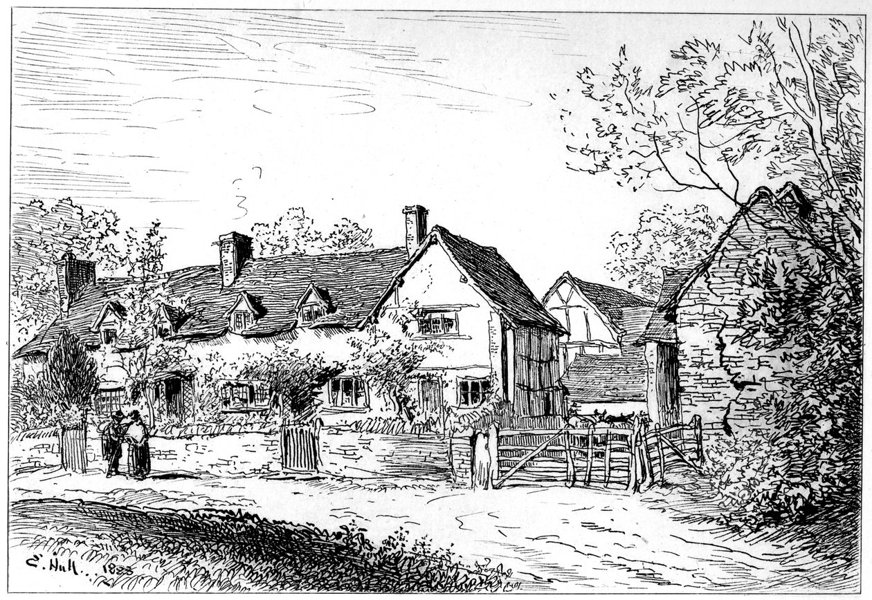 Mary Ardens sommerhus ved Wilmcote, Warwickshire, 1885. af Edward Hull