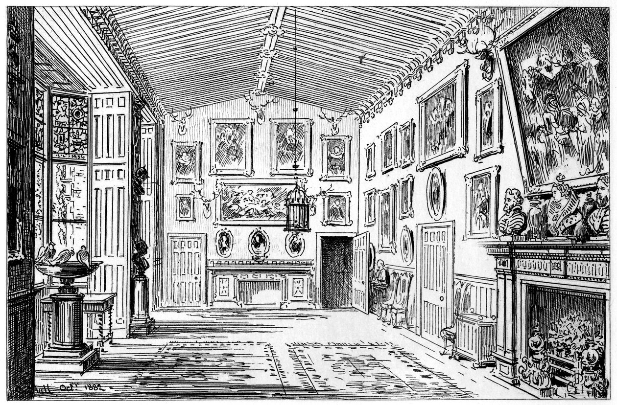Den store sal i Charlecote Park, Warwickshire, 1885. af Edward Hull