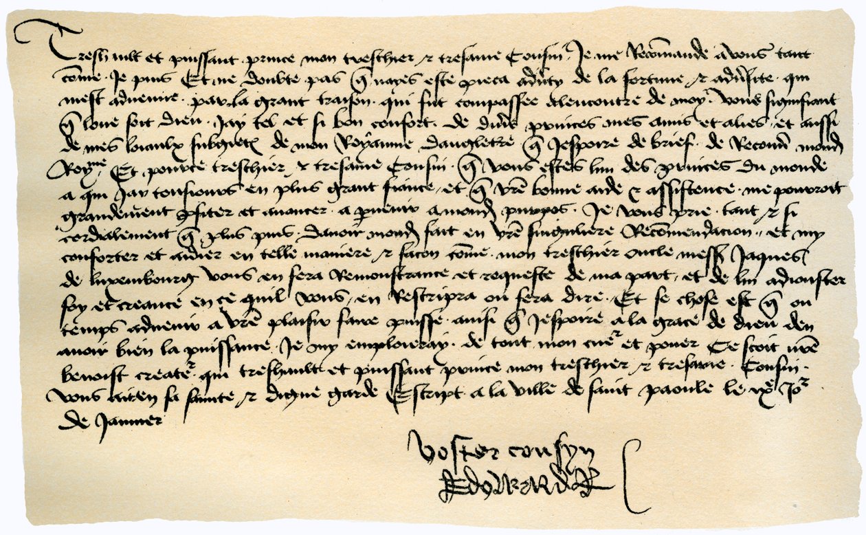 Brev fra Edward IV til Frans II, hertug af Bretagne, 9. januar 1471. af Edward IV King of England