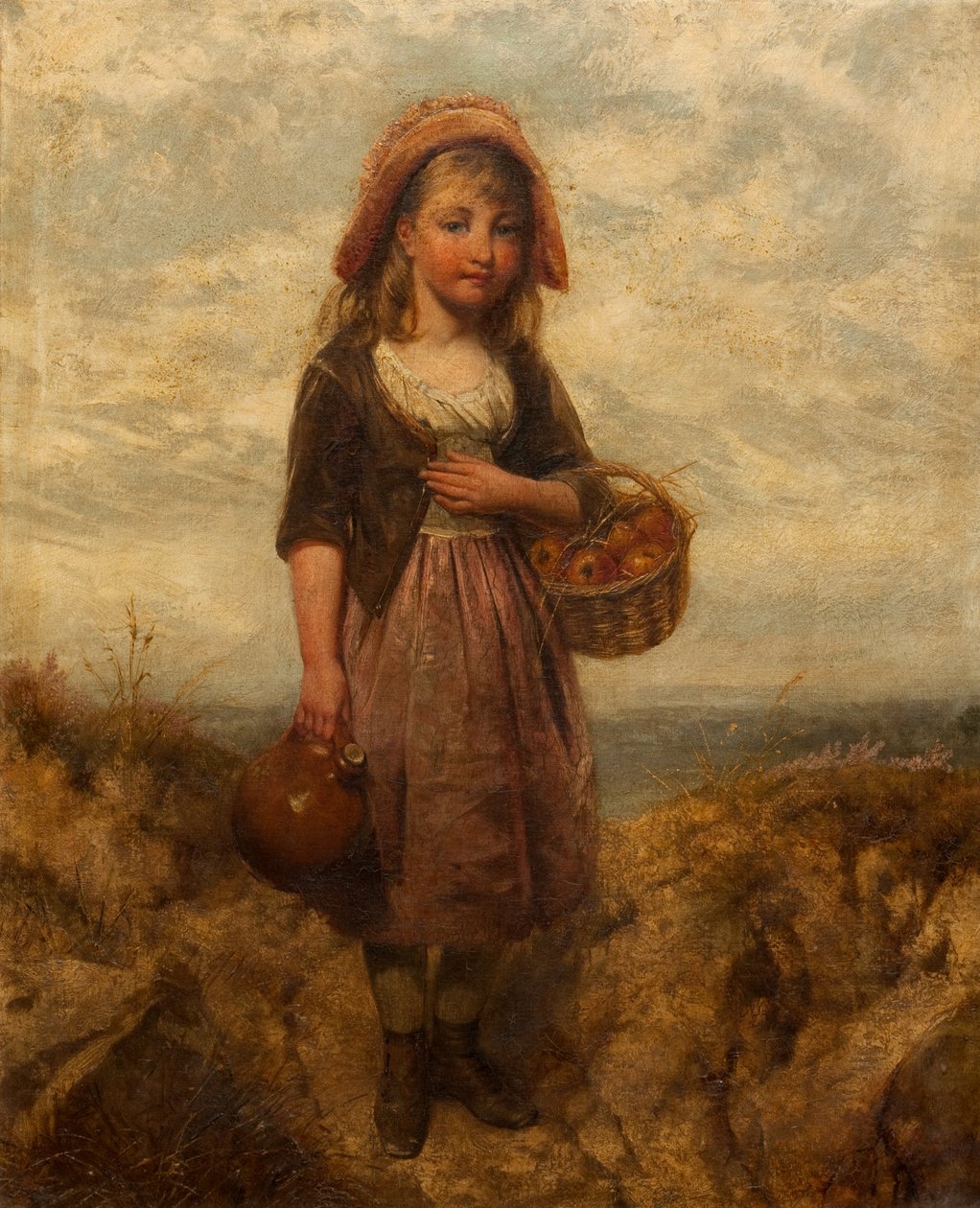 Pige med en kurv med æbler af Edward John Cobbett