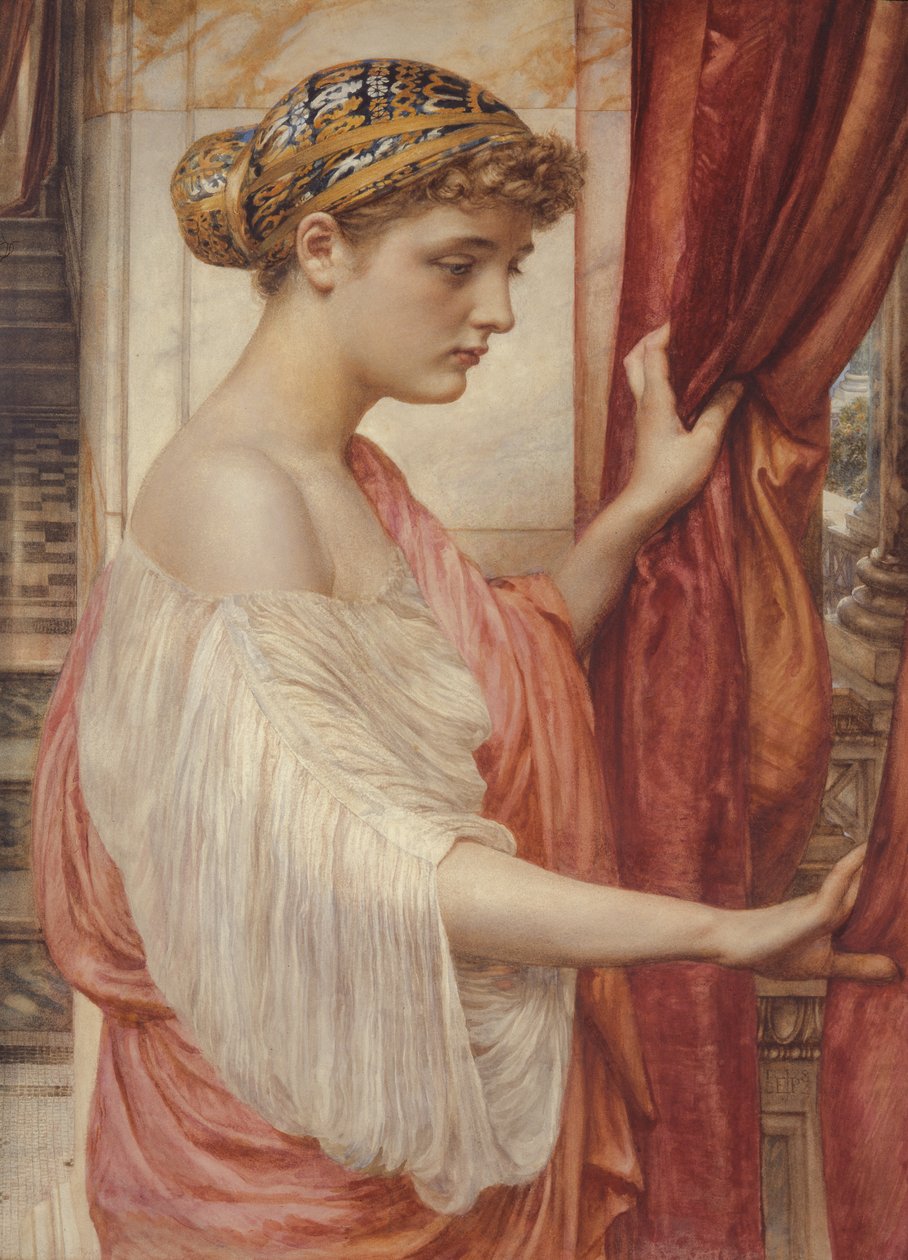 Ved vinduet, 1884 (wc på papir) af Edward John Poynter