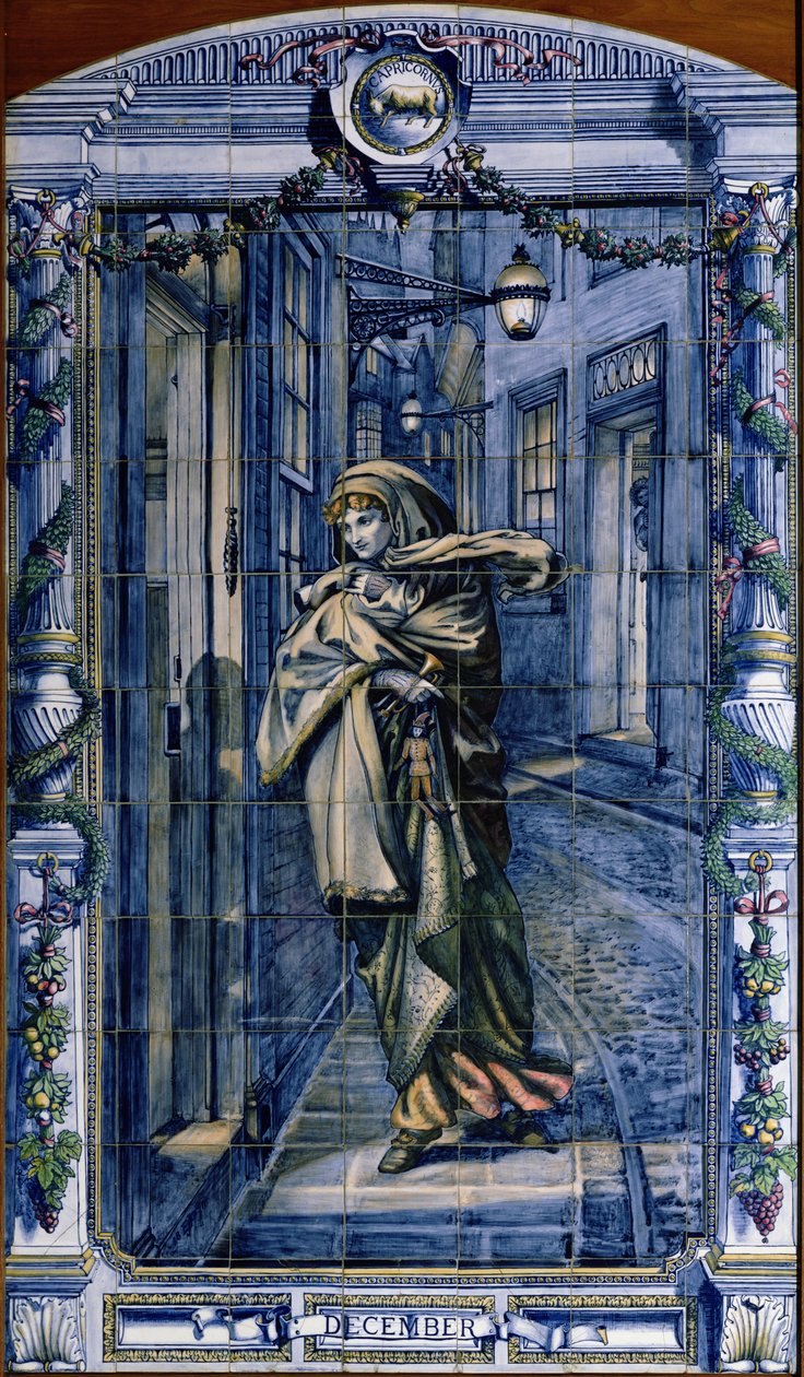 december, fra en serie af flisepaneler til det hollandske køkken, 1867-8 af Edward John Poynter