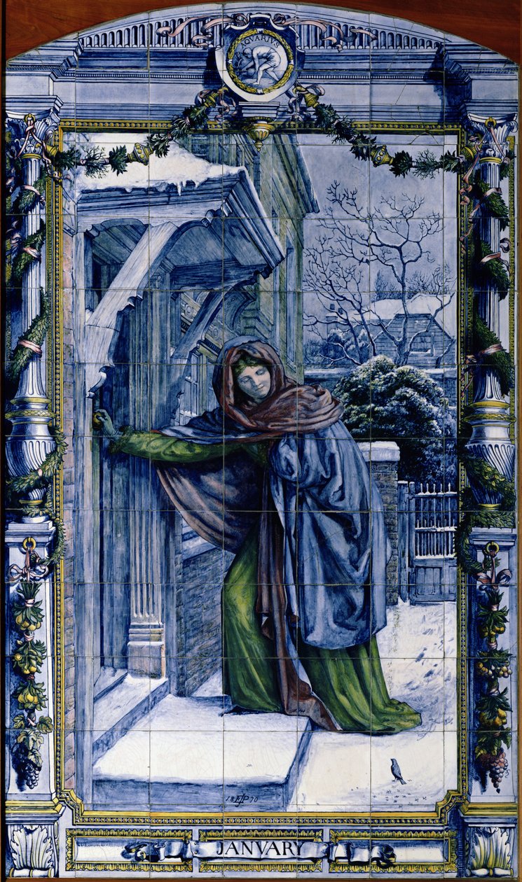 januar, fra en serie af flisepaneler til det hollandske køkken, 1867-8 af Edward John Poynter