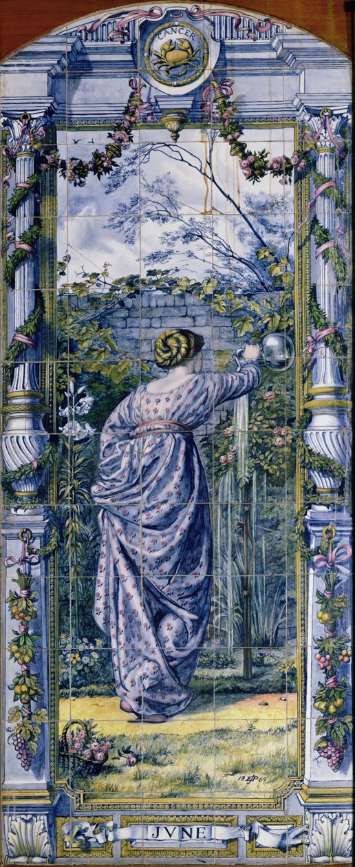 juni, fra en serie af flisepaneler til det hollandske køkken, 1867-8 af Edward John Poynter