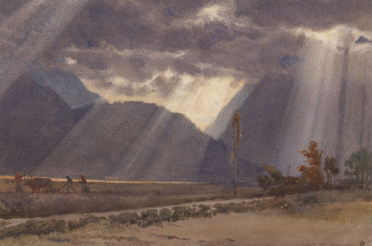 Landskab nær Argeles - Gazost ved foden af Pyrenæerne af Edward John Poynter