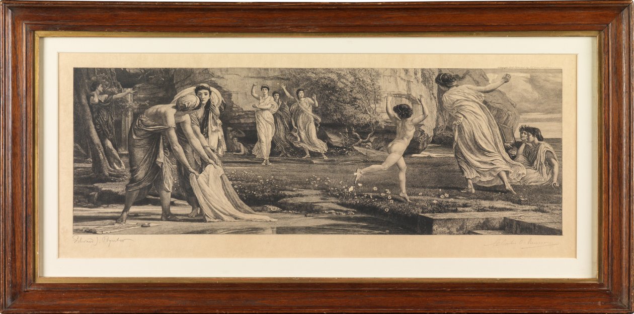 Nausicaa og hendes stuepiger (gravering) af Edward John Poynter