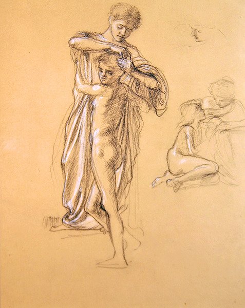 Study for Idle Fears (I), 1893 (kridt på papir) af Edward John Poynter