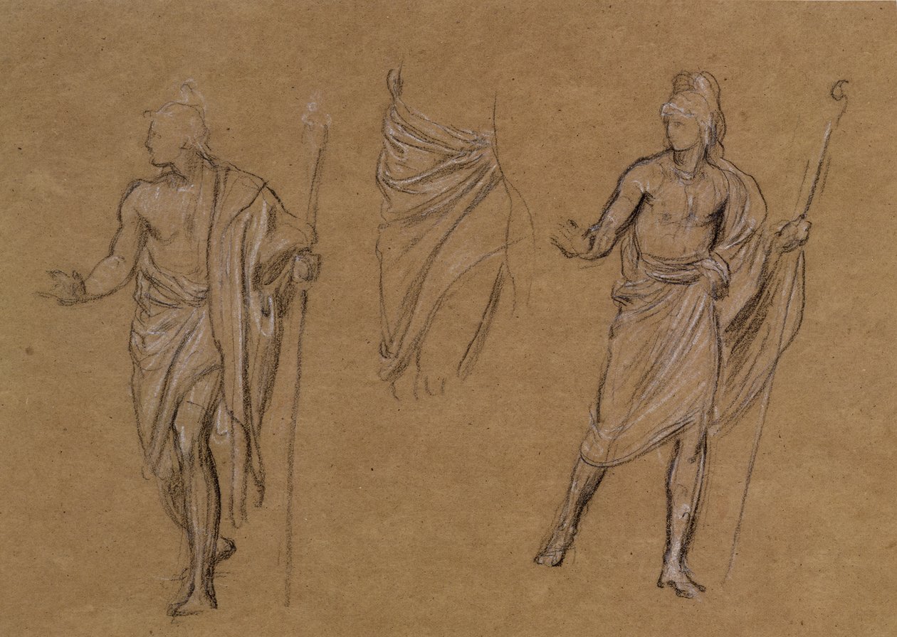 Studie af hyrder, ca. 1875 (kridt på papir) af Edward John Poynter