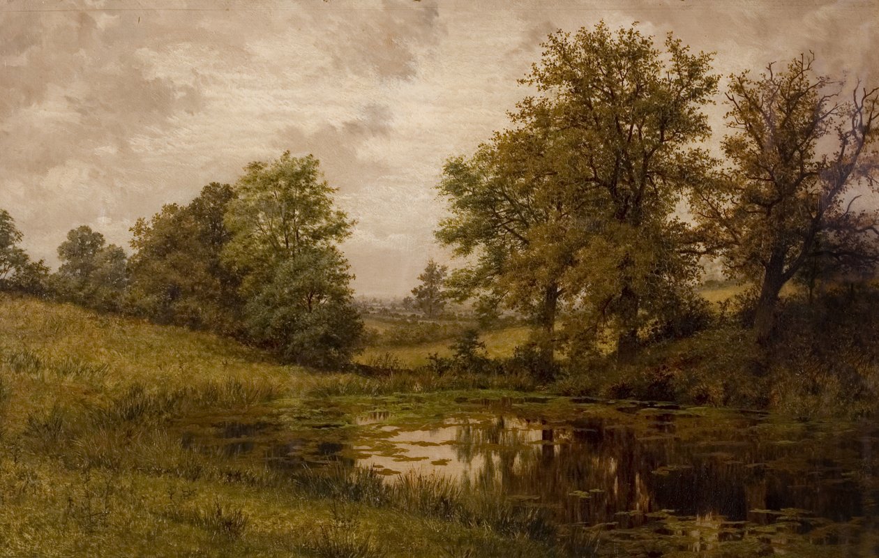 Dam nær Whittems Farm, nær Coundon, slutningen af det 19.-begyndelsen af det 20. århundrede af Edward Junior Rudge