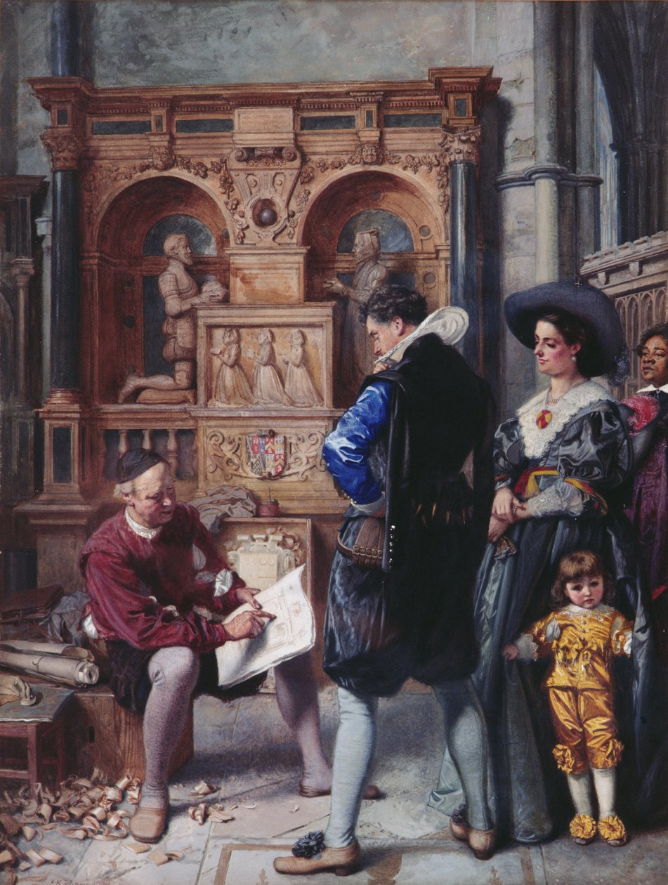 Et møde med arkitekten, 1866 (wc på papir) af Edward Killingworth Johnson