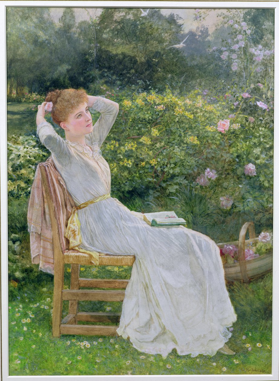 Sommertid: portræt af kunstnerens hustru, Hannah af Edward Killingworth Johnson