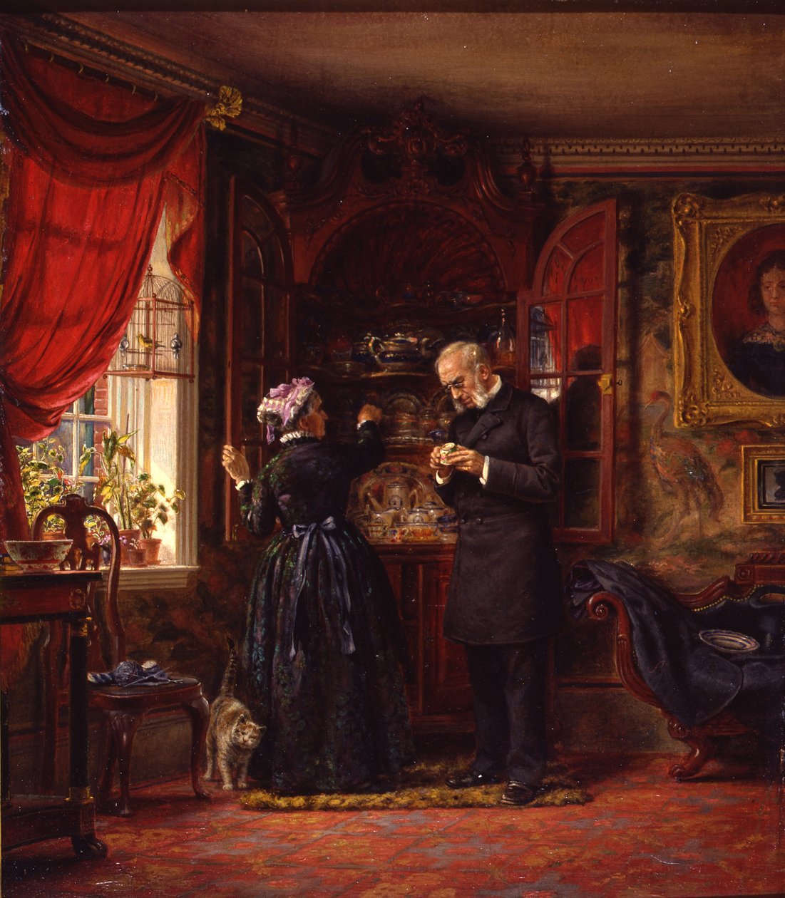 A Lover of Old China, 1880 (olie på akademisk bord) af Edward Lamson Henry