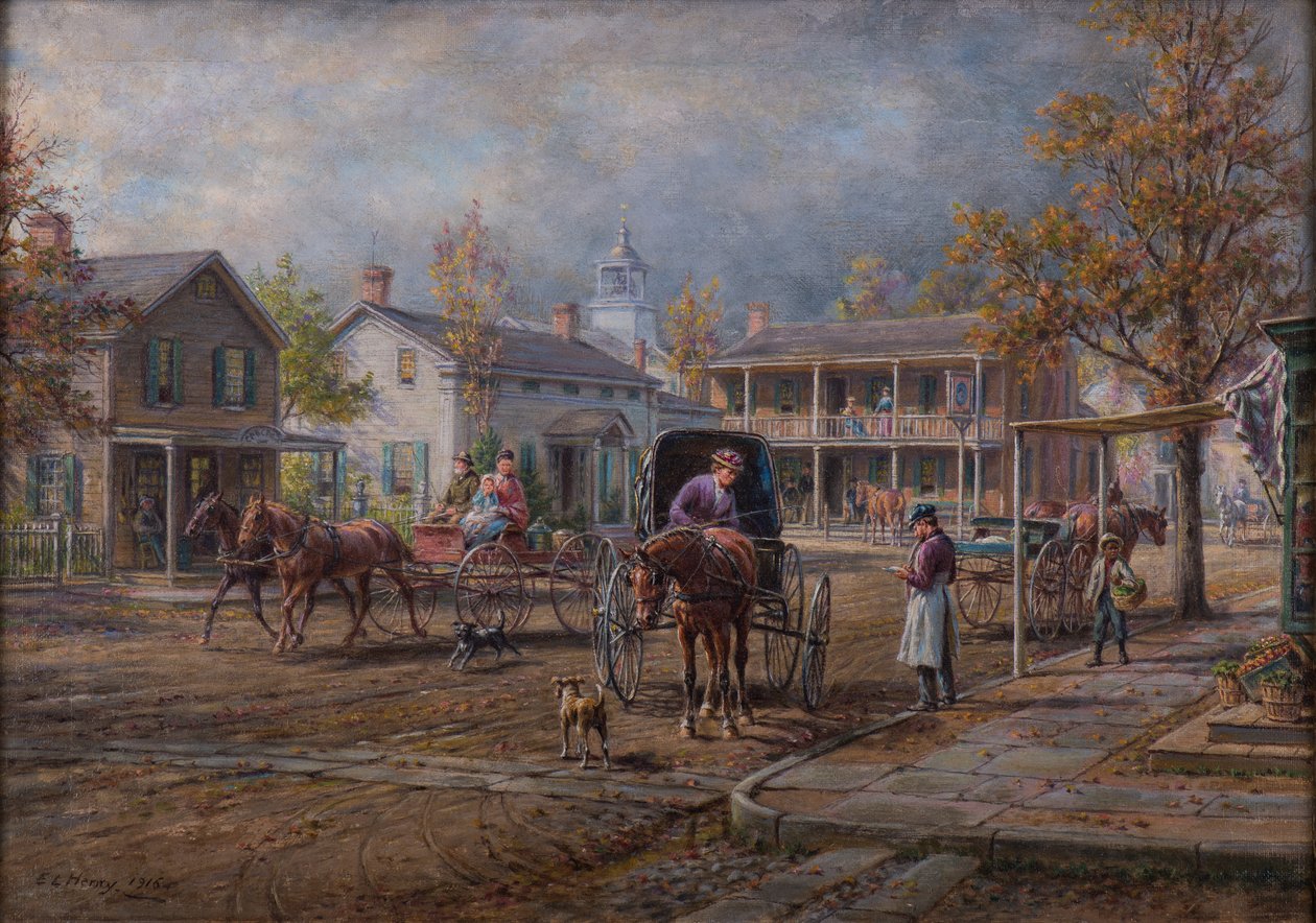 En landsbygade, 1916 af Edward Lamson Henry