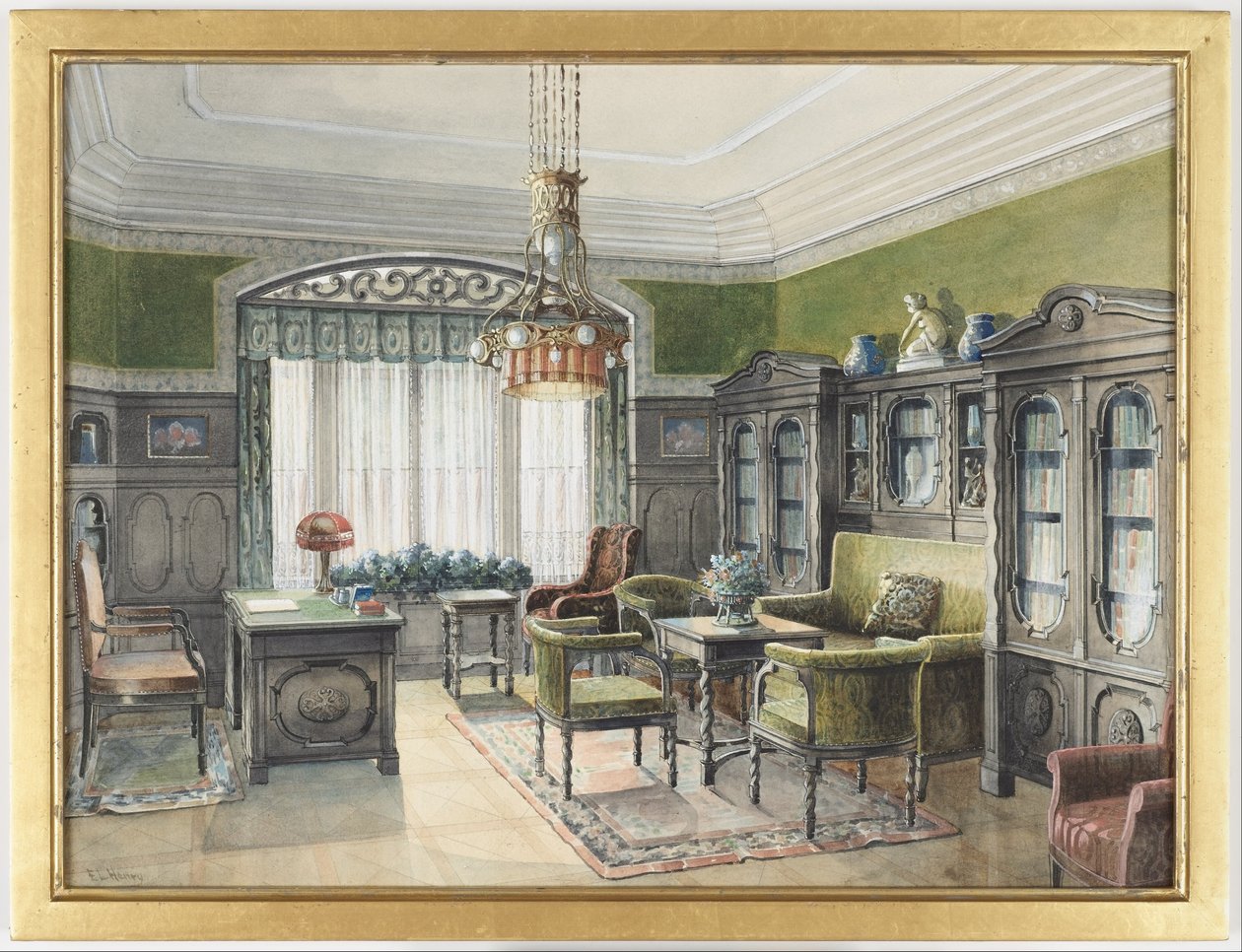 Bibliotekets indretning af Edward Lamson Henry
