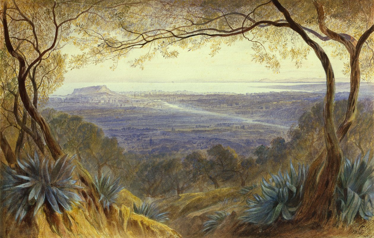 En fjern udsigt over Nice fra bakkerne af Edward Lear