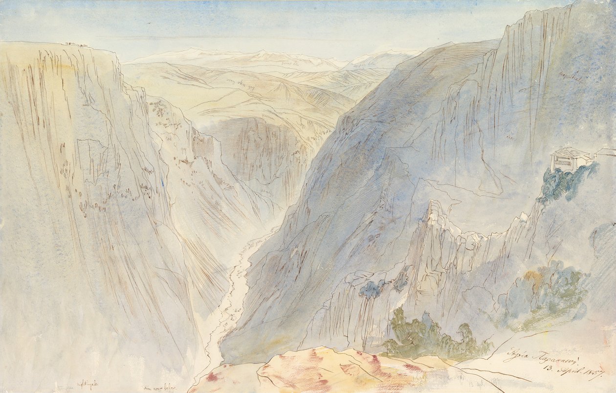 Agia Paraskevi, Epiros, Grækenland, 13. april 1857. af Edward Lear