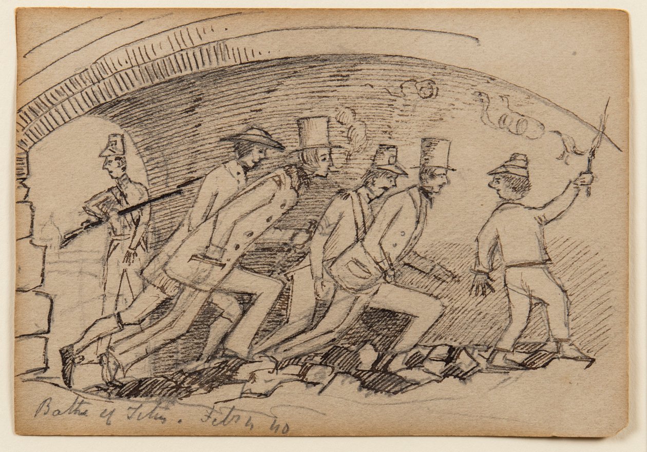 Baths of Titus, 1840 (blyant, pen og blæk på papir) af Edward Lear